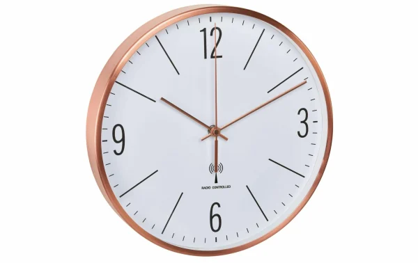 qualité d’originales TFA Dostmann Horloge Murale Radio Ø 30 Cm, Cuivre – Horloge Murale 1