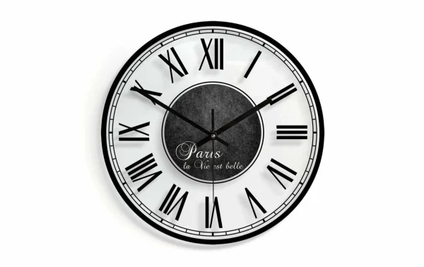 Trenddeko Horloge Murale La Vie Est Belle Ø 30 Cm, Blanc, Noir – Horloge Murale haute qualité 1