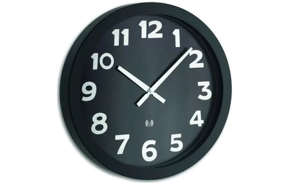 guranteed de qualité TFA Dostmann Horloge Murale Radio XL Avec Cadre Métallique 40 Cm, Noir/Argenté – Horloge Murale 1