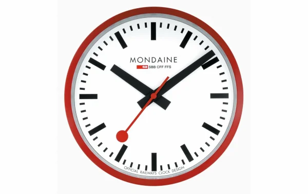 bas prix Mondaine Horloge Murale Quartz Ø 25 Cm, Rouge/Blanc – Horloge Murale 1