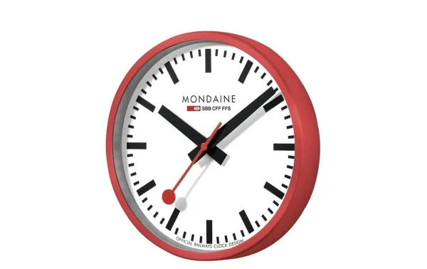 bas prix Mondaine Horloge Murale Quartz Ø 25 Cm, Rouge/Blanc – Horloge Murale 3