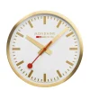 Mondaine Horloge Murale Quartz Ø 25 Cm, Doré/Blanc – Horloge Murale Pas Cher Magasin Soldes 13