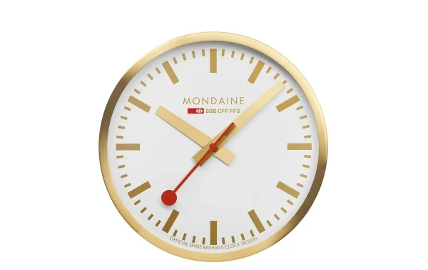 Mondaine Horloge Murale Quartz Ø 25 Cm, Doré/Blanc – Horloge Murale Pas Cher Magasin Soldes 1