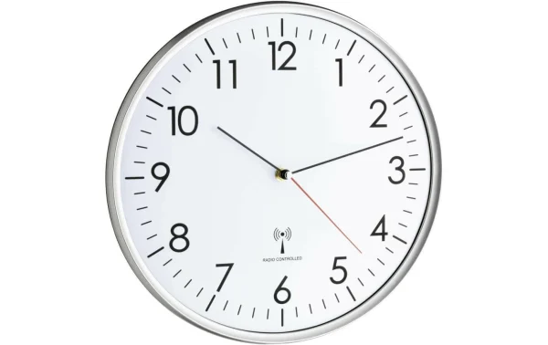 TFA Dostmann Horloge Murale Radio Argenté, Ø 33 Cm – Horloge Murale Top ventes 1