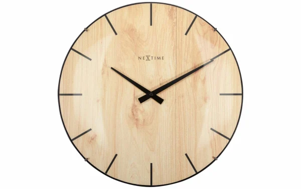 Paiement sécurisé NeXtime Horloge Murale Dôme En Bois De Bordure Ø 35 Cm Brun Clair – Horloge Murale 1