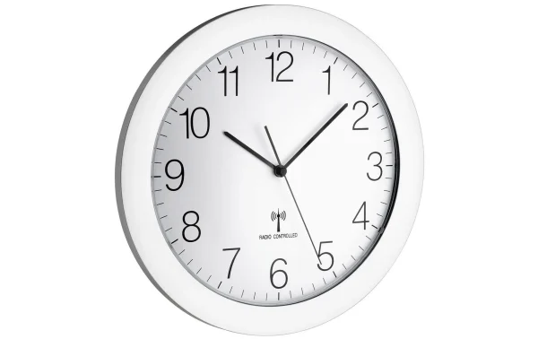 TFA Dostmann Horloge Murale Radio 30,2 Cm, Argenté/Blanc – Horloge Murale en france 1