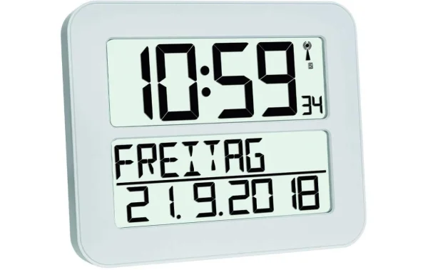 Couleurs variées TFA Dostmann Horloge Murale Radio Timeline Max Blanc – Horloge Murale 1