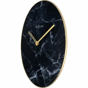 NeXtime Horloge Murale Marbre Ø 40 Cm Noir/Doré – Horloge Murale mode 9