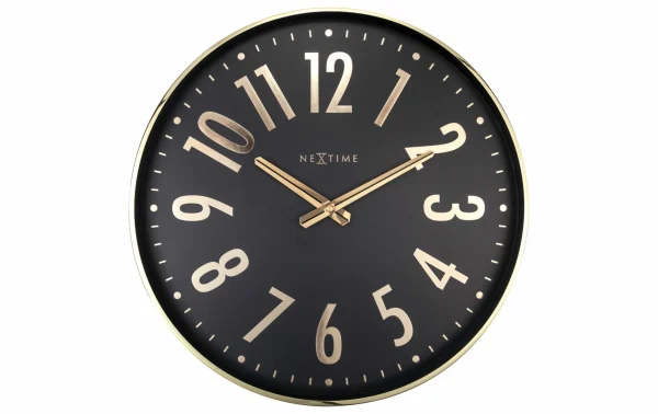 NeXtime Horloge Murale Alchemy Ø 40 Cm, Doré/Noir – Horloge Murale Nouvelle Collection 1