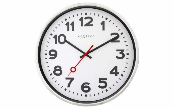 magasin solde NeXtime Horloge Murale Station Ø 45 Cm, Argenté/Blanc – Horloge Murale 1