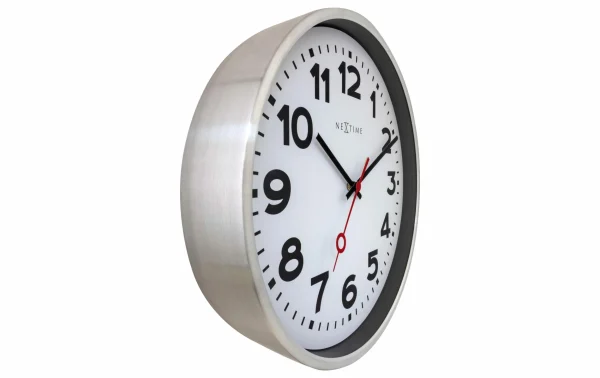 magasin solde NeXtime Horloge Murale Station Ø 45 Cm, Argenté/Blanc – Horloge Murale 3