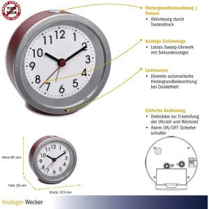 TFA Dostmann Réveil Analogique Rouge – Réveils Livraison rapide 9