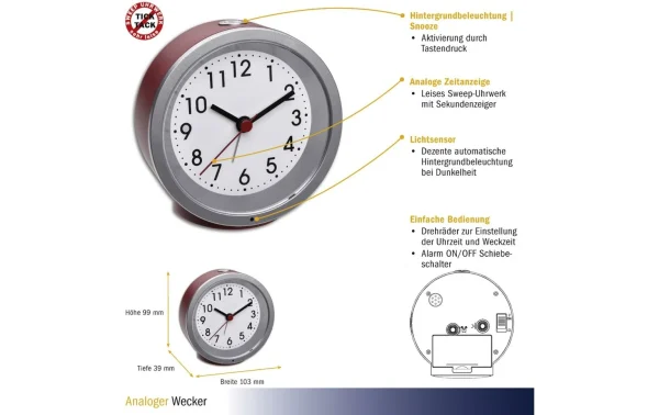 TFA Dostmann Réveil Analogique Rouge – Réveils Livraison rapide 4