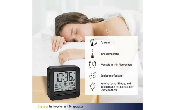 nouveau produit TFA Dostmann Réveil Numérique Avec Affichage De La Température Noir – Réveils 4