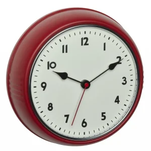 meilleur cadeau TFA Dostmann Horloge Murale Radio Rétro Rouge, Ø 24 Cm – Horloge Murale 6