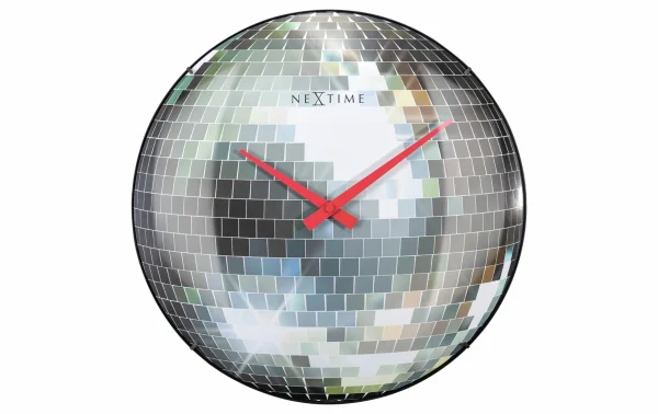 france en ligne NeXtime Horloge Murale Disco Ball Ø 35 Cm, Argenté – Horloge Murale 1