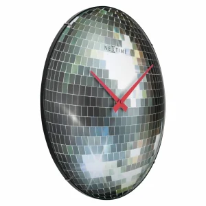 france en ligne NeXtime Horloge Murale Disco Ball Ø 35 Cm, Argenté – Horloge Murale 7