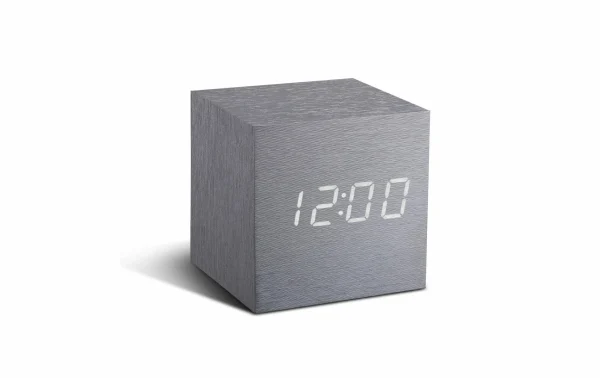 Gingko Réveil Numérique Cube Click Clock Argent – Réveils en france 1