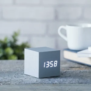 Gingko Réveil Numérique Cube Click Clock Argent – Réveils en france 7