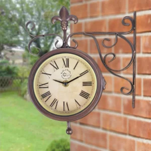 Officielle Esschert Design Horloge De Jardin Gare Avec Thermomètre 25 X 28,5 Cm, Beige/Brun – Horloge Murale 7