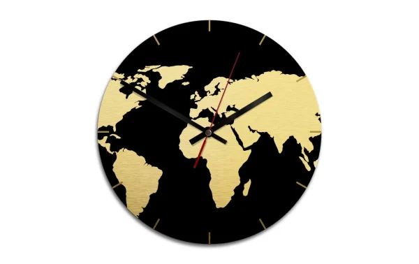 Trenddeko Horloge Murale Carte Du Monde En Négatif Ø 28 Cm, Noir, Or – Horloge Murale Couleurs variées 1