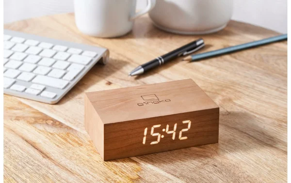 Gingko Réveil Numérique Flip Click Clock Marron – Réveils prix le plus bas 4