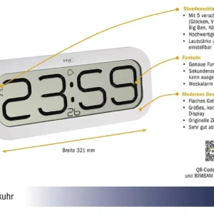 TFA Dostmann Horloge Murale Radio Bimbam Numérique Blanc – Horloge Murale économies garanties 7