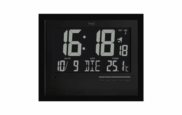 TFA Dostmann Horloge Radio-pilotée Noir – Horloge Murale authentiques 1