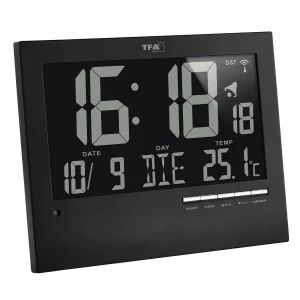 TFA Dostmann Horloge Radio-pilotée Noir – Horloge Murale authentiques 9