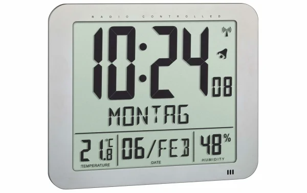 grande popularité TFA Dostmann Horloge Radio-pilotée Avec Climat Ambiant 24,8 X 20,6 Cm, Argenté – Réveils 1