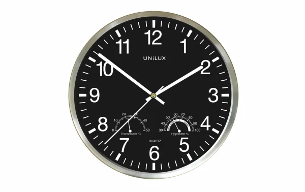 vente pas cher UNiLUX Horloge Murale Wetty Ø 30 Cm, Noir – Horloge Murale 1