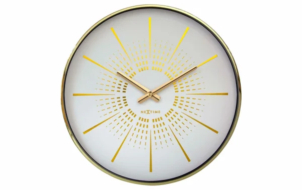 NeXtime Horloge Murale Excentric Ø 40 Cm, Doré/Blanc – Horloge Murale boutique en ligne 1