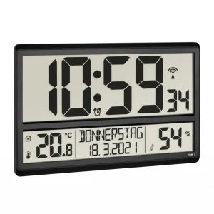 TFA Dostmann Horloge Murale Radio XL Avec Climat Ambiant Noir – Horloge Murale pas cher 6