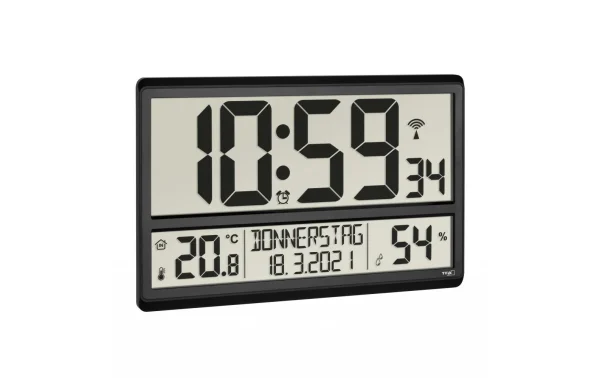 TFA Dostmann Horloge Murale Radio XL Avec Climat Ambiant Noir – Horloge Murale pas cher 3