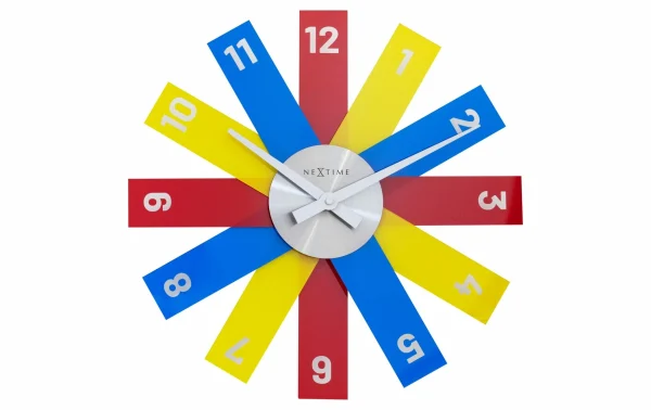 NeXtime Horloge Murale Plexi Ø 40 Cm, Bleu/Jaune/Rouge – Horloge Murale Protections acheteurs 1