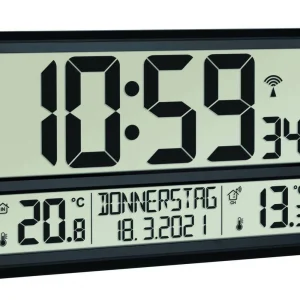 TFA Dostmann Horloge Murale Radio XL Avec Température Extérieure Et Intérieure Noir – Horloge Murale Livraison Standard/Rapide 7