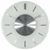 boutiqued en ligne NeXtime Horloge Murale Stripe Round RC Ø 40 Cm Blanc/Argenté – Horloge Murale 8