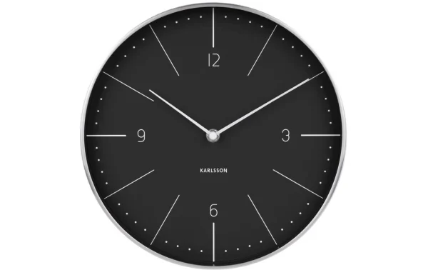 marques pas cher KARLSSON Horloge Murale Normann Numbers Ø 27.5 Cm, Noir/Argenté – Horloge Murale 1