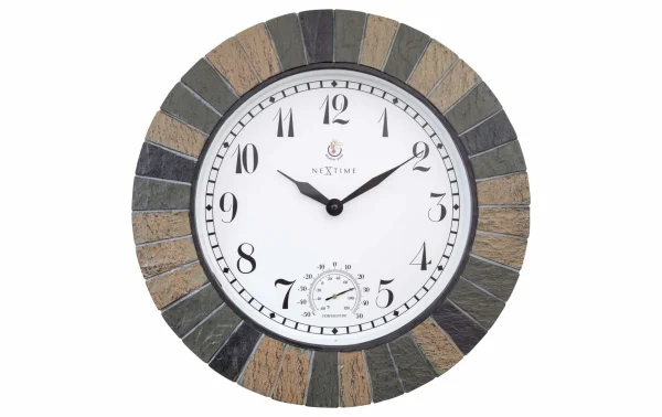 NeXtime Horloge De Jardin Aster Large Ø 43,5 Cm, Beige/Gris/Noir – Horloge Murale en vente 1