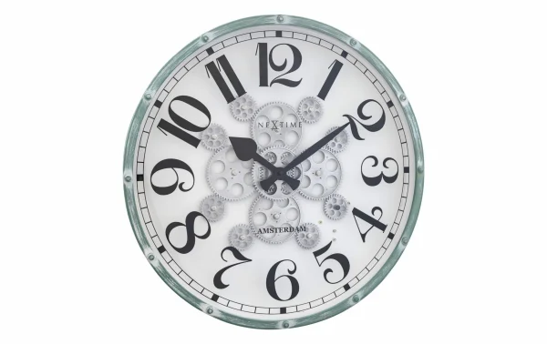 NeXtime Horloge Murale Henry Blanc/Turquoise, 50 Cm – Horloge Murale grand choix 1