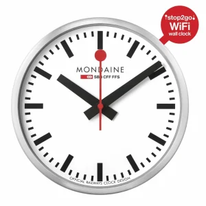 en vente Mondaine Horloge Murale Smart Stop2go Ø 25 Cm, Argenté/Blanc – Horloge Murale 9