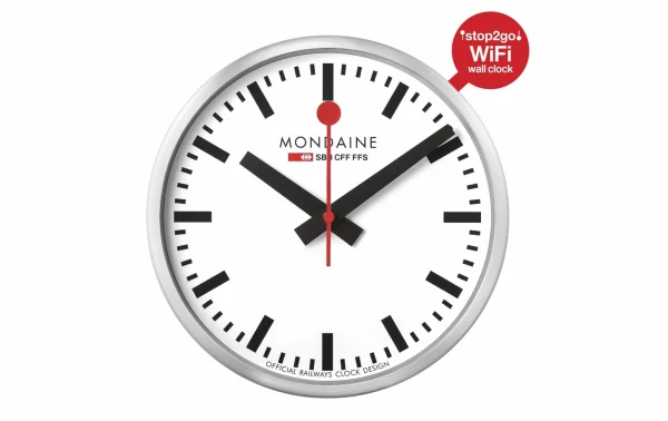 en vente Mondaine Horloge Murale Smart Stop2go Ø 25 Cm, Argenté/Blanc – Horloge Murale 4