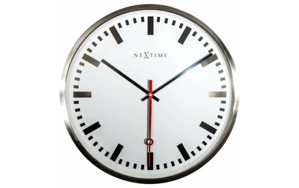 économies garanties NeXtime Horloge Murale Super Station Stripe Ø 55 Cm Blanc – Horloge Murale 1