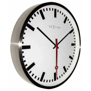 économies garanties NeXtime Horloge Murale Super Station Stripe Ø 55 Cm Blanc – Horloge Murale 7