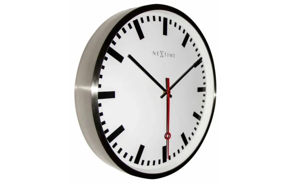 économies garanties NeXtime Horloge Murale Super Station Stripe Ø 55 Cm Blanc – Horloge Murale 3