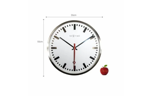 économies garanties NeXtime Horloge Murale Super Station Stripe Ø 55 Cm Blanc – Horloge Murale 4