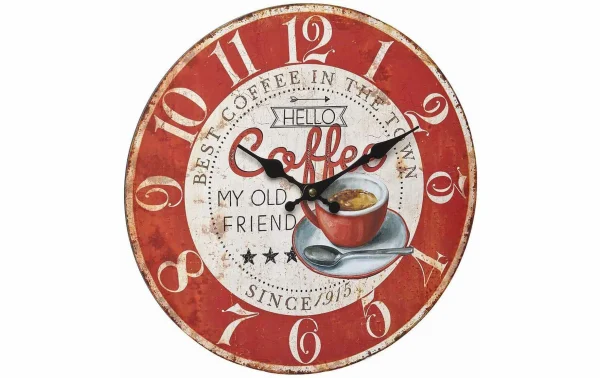 Meilleur Service TFA Dostmann Horloge Murale Vintage Coffee Ø 33.7 Cm, Rouge/beige – Horloge Murale 1