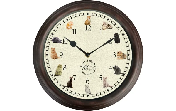 en vente Esschert Design Horloge De Jardin Avec Des Bruits De Chat ø 30 Cm, Multicolore – Horloge Murale 1