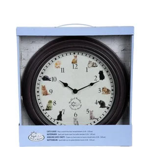 en vente Esschert Design Horloge De Jardin Avec Des Bruits De Chat ø 30 Cm, Multicolore – Horloge Murale 6