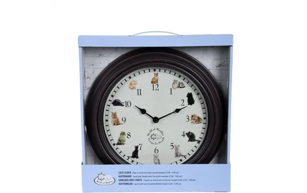 en vente Esschert Design Horloge De Jardin Avec Des Bruits De Chat ø 30 Cm, Multicolore – Horloge Murale 3